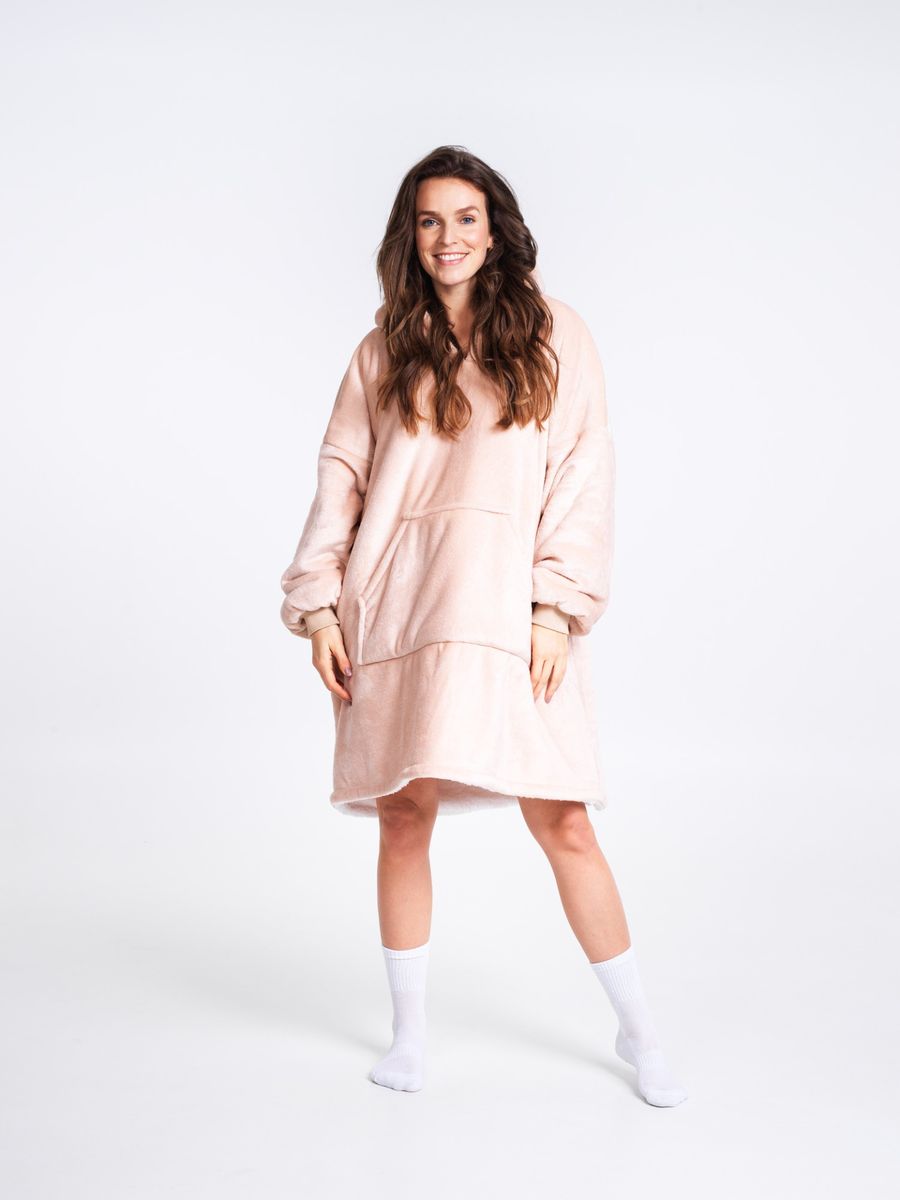 Noxxiez Fleece Teppe med Hette - XL - Taupe