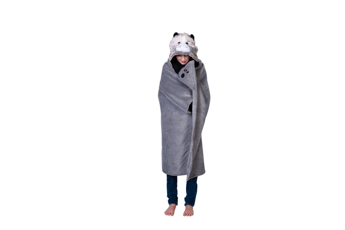 Noxxiez Fleece Teppe med Hette - Katt