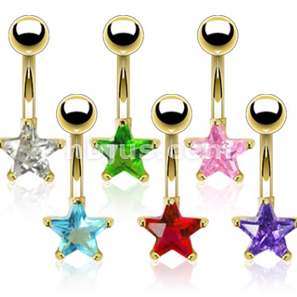 Hovedbilde Star Navle Piercing Gulldouble